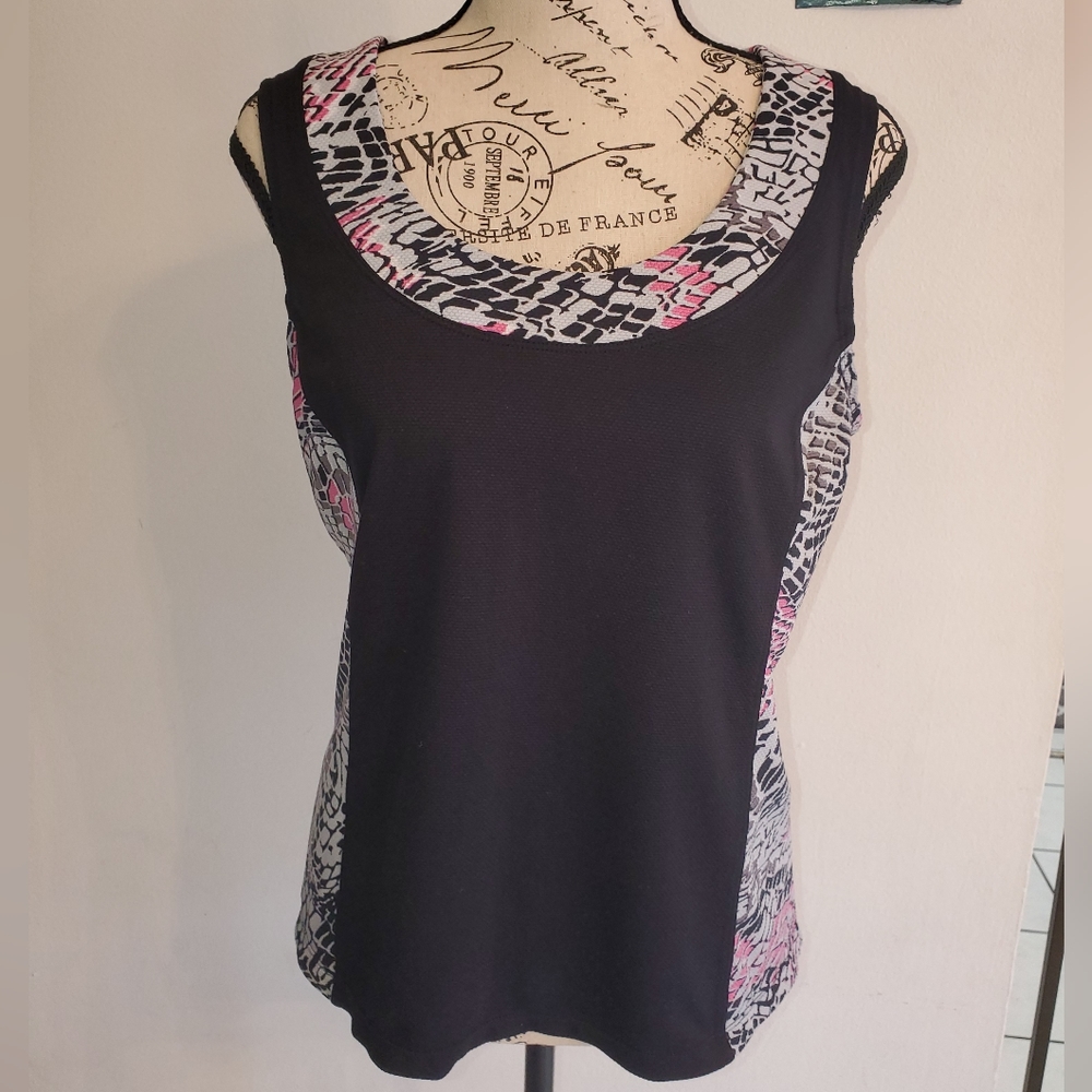 Tranquility by Soma Tank Top Black & Pink Sz M